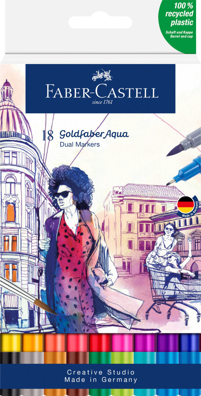 MARKER SOLUBIL 2 CAPETE SET 18 BUC GOLDFABER FABER-CASTELL MARKER SOLUBIL 2 CAPETE SET 18 BUC GOLDFABER FABER-CASTELL